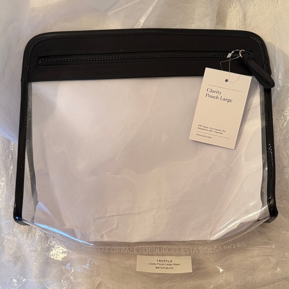 Black Clarity Pouch Large truffle clear zipper